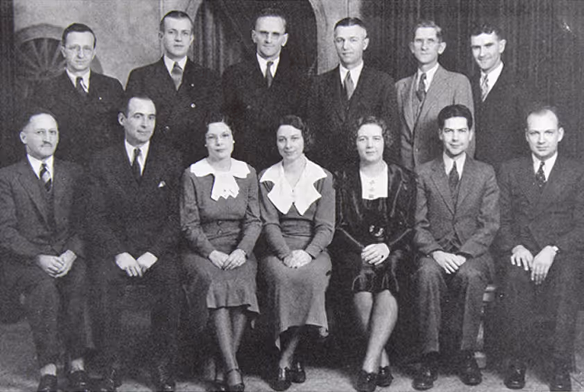 The staff of I.B. McGladrey Company in 1934.  The firm expands to include four locations: Davenport, Iowa City, Burlington and Cedar Rapids.